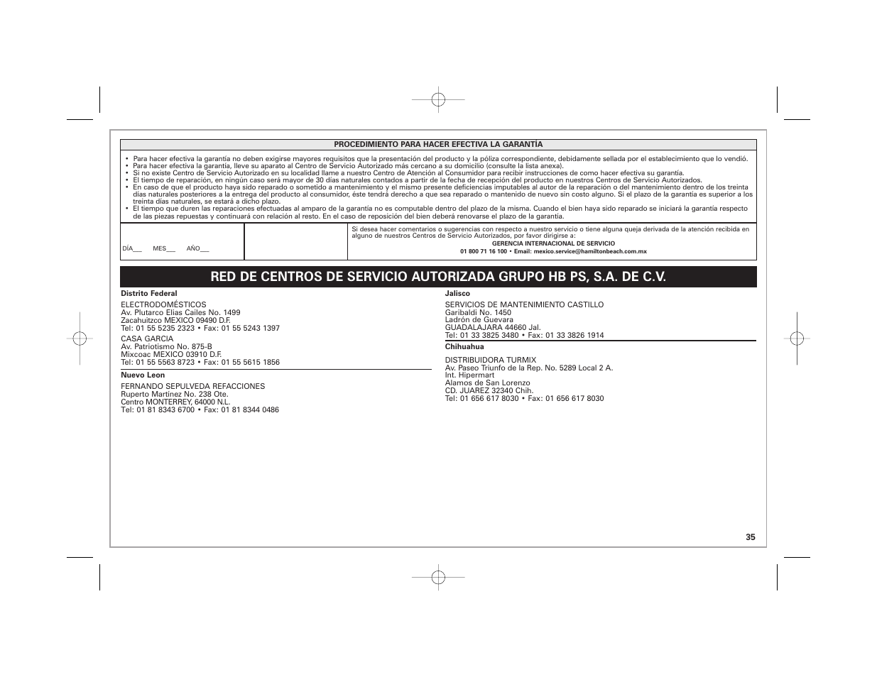 Hamilton Beach 70570C User Manual | Page 35 / 36