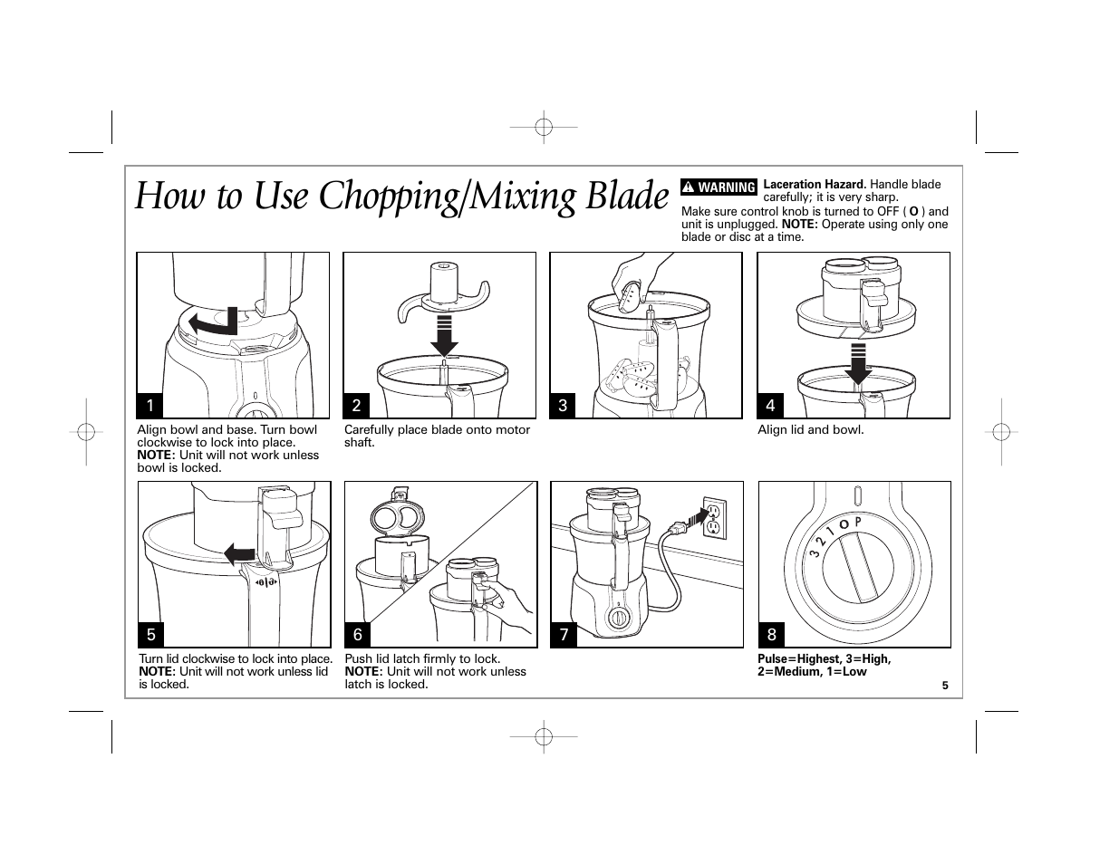 How to use chopping/mixing blade | Hamilton Beach 70570C User Manual | Page 5 / 36