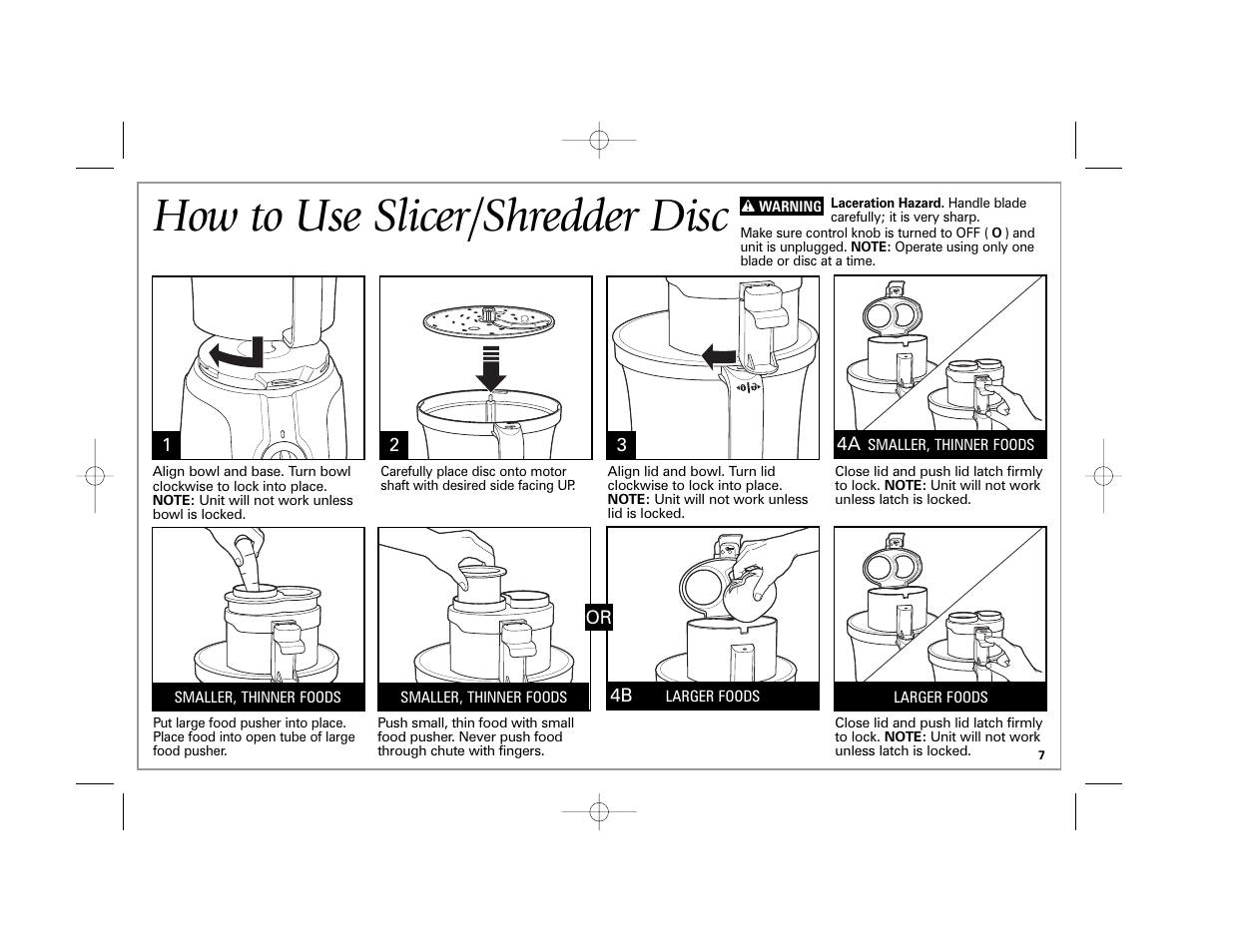 How to use slicer/shredder disc | Hamilton Beach 70570C User Manual | Page 7 / 36