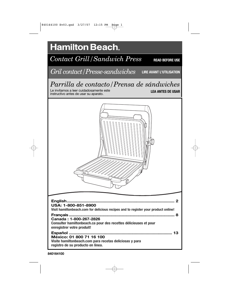 Hamilton Beach 25451 User Manual | 21 pages