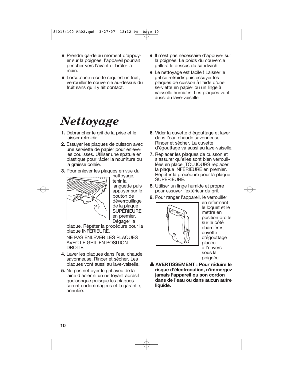 Nettoyage | Hamilton Beach 25451 User Manual | Page 11 / 21