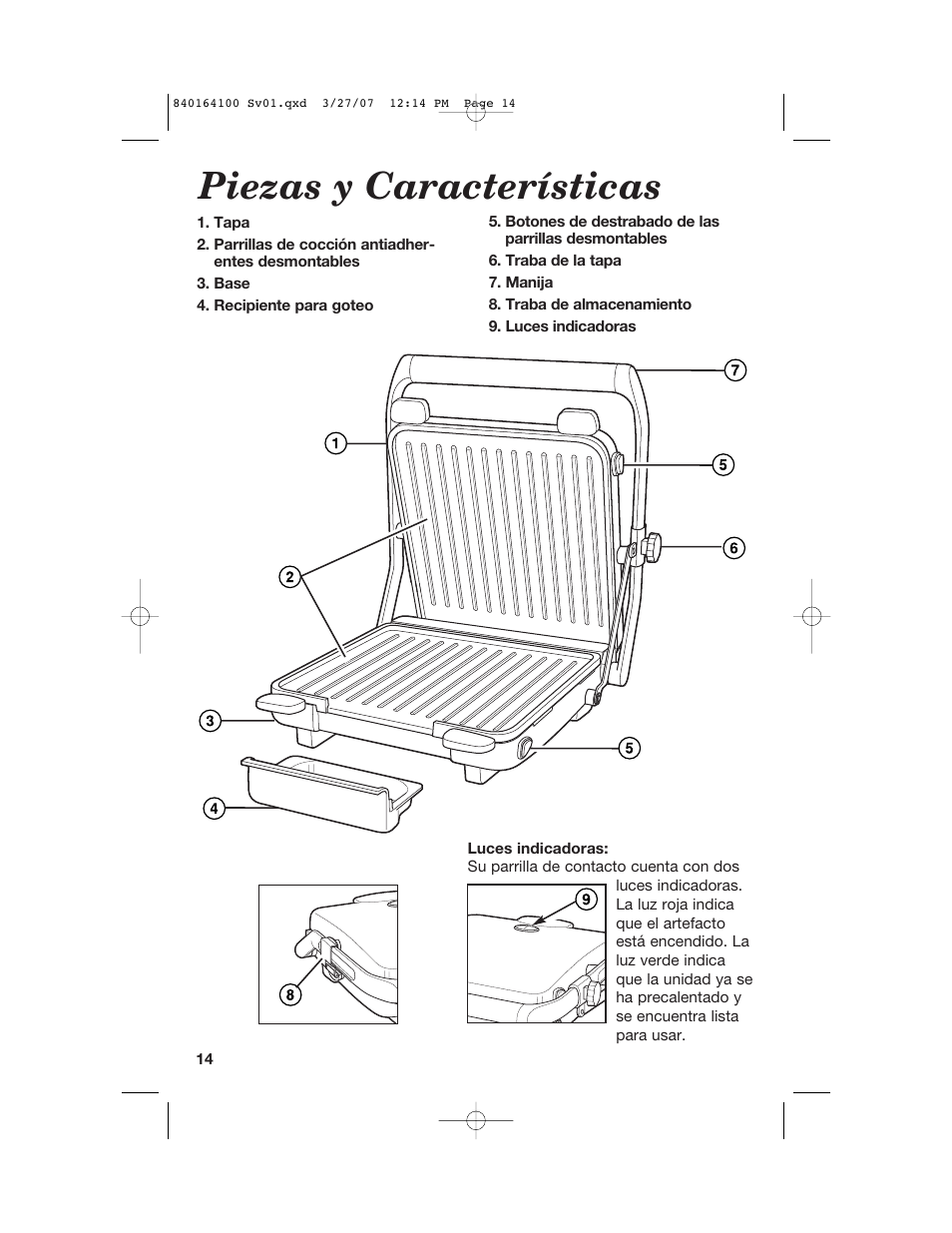 Piezas y características | Hamilton Beach 25451 User Manual | Page 15 / 21