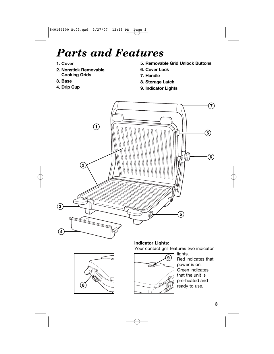 Parts and features | Hamilton Beach 25451 User Manual | Page 3 / 21