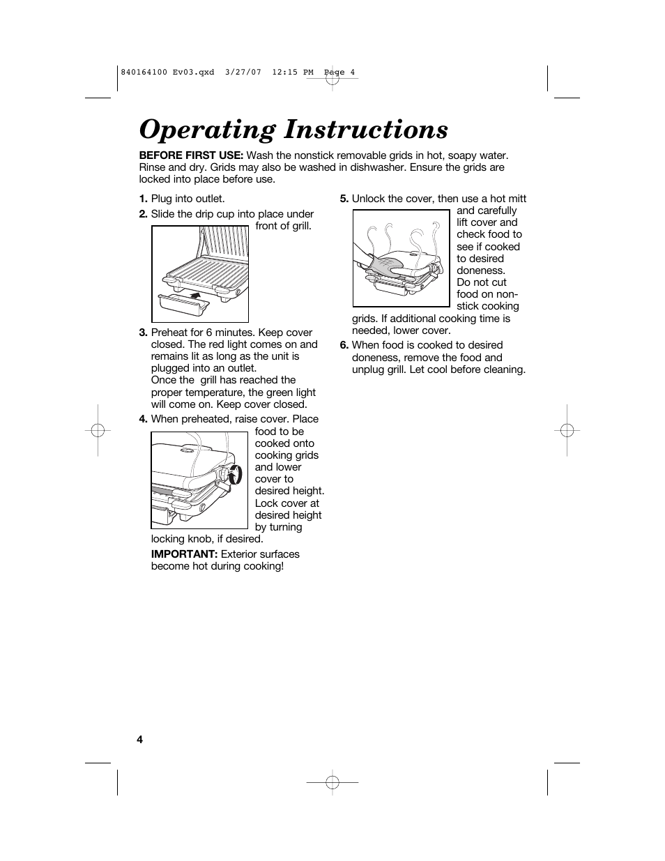Operating instructions | Hamilton Beach 25451 User Manual | Page 4 / 21