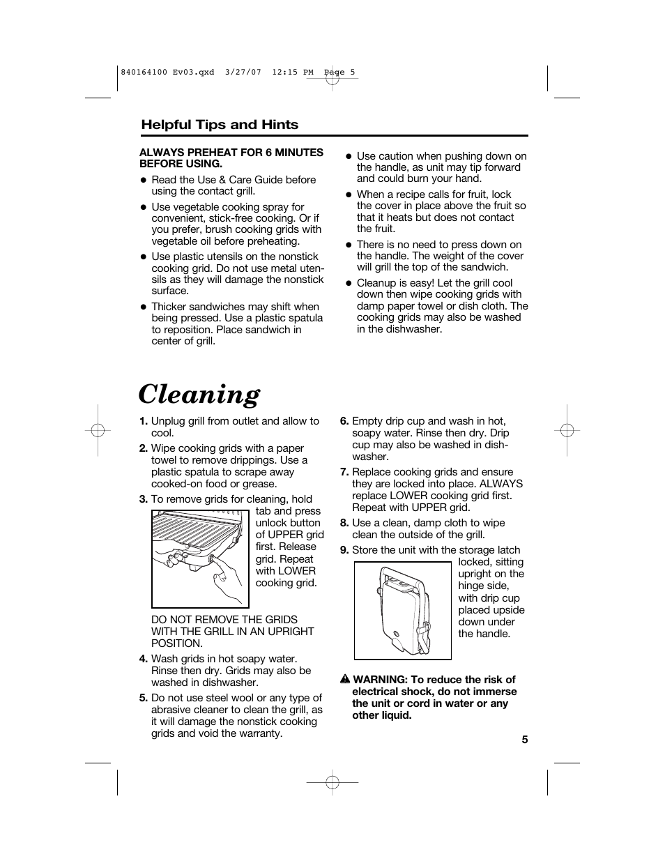 Cleaning | Hamilton Beach 25451 User Manual | Page 5 / 21