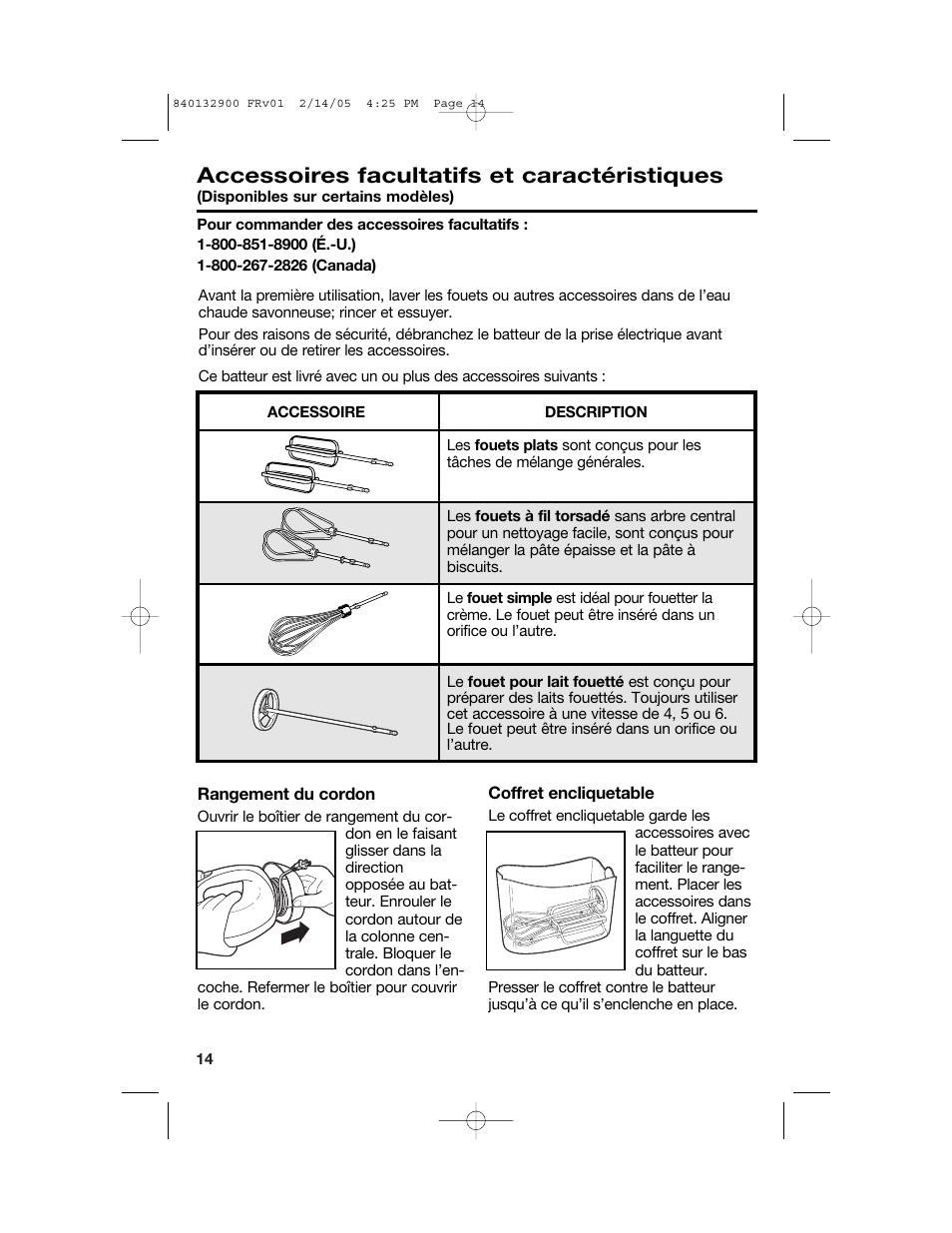 Accessoires facultatifs et caractéristiques | Hamilton Beach 840132900 User Manual | Page 14 / 32