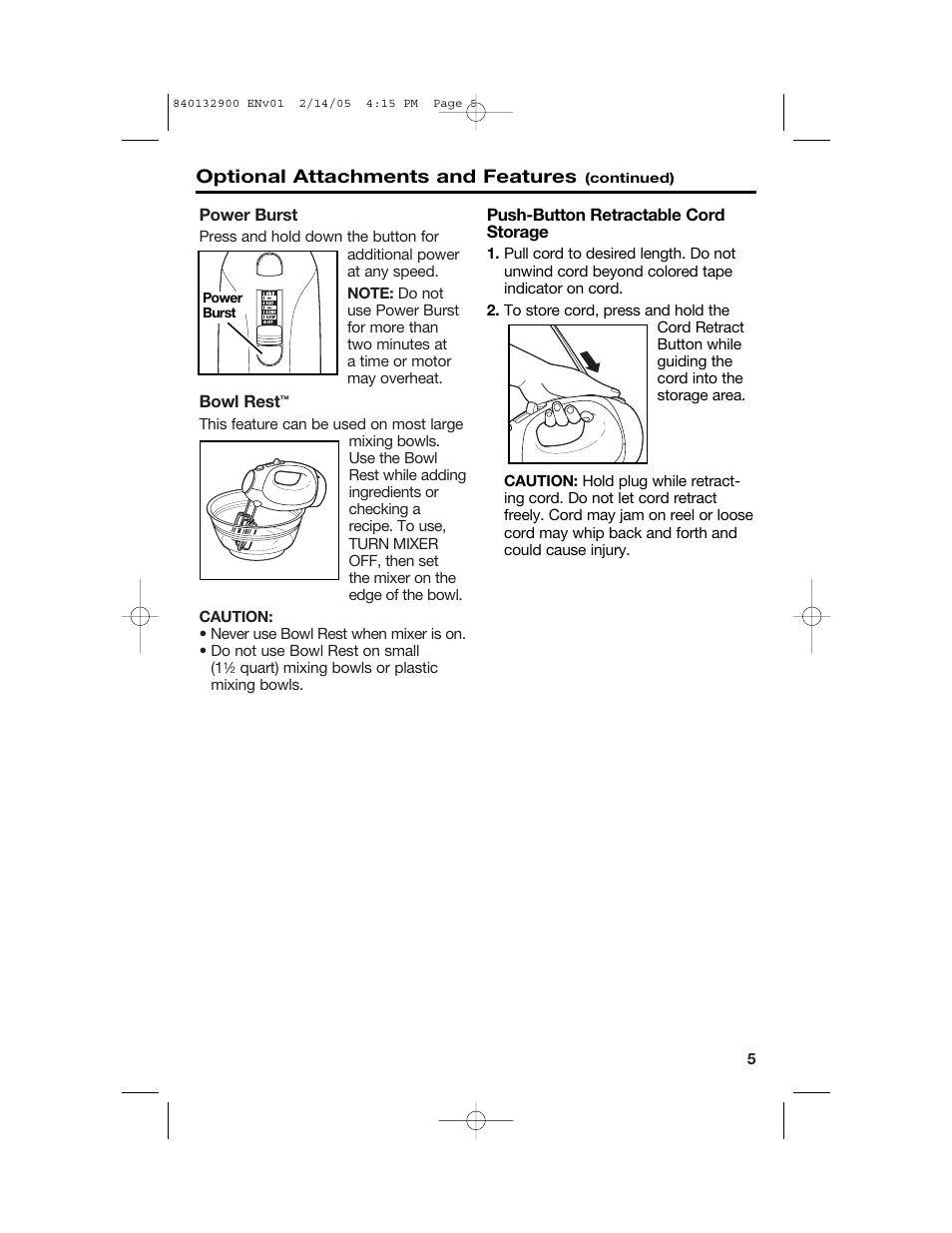 Optional attachments and features | Hamilton Beach 840132900 User Manual | Page 5 / 32