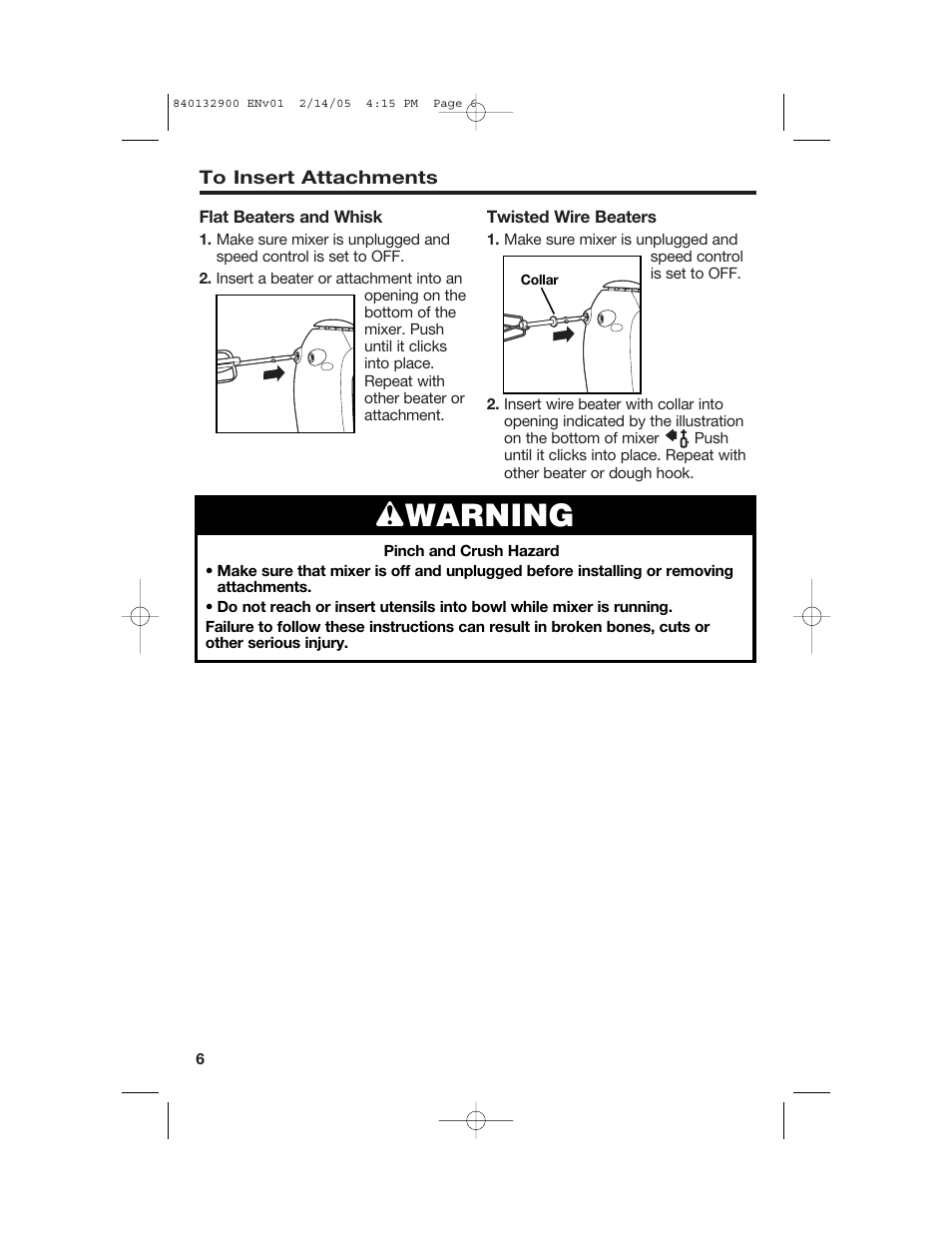 Wwarning | Hamilton Beach 840132900 User Manual | Page 6 / 32