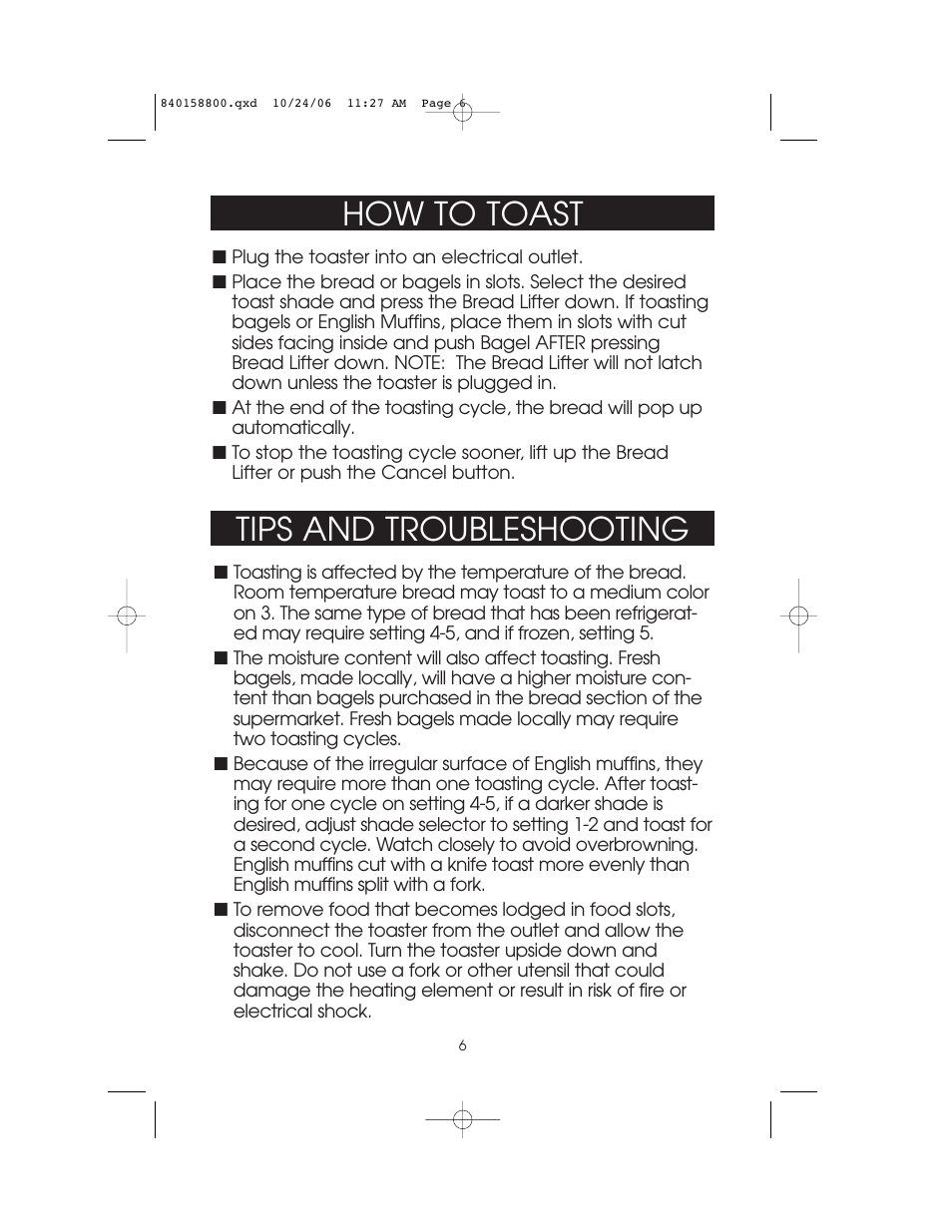 How to toast, Tips and troubleshooting | Hamilton Beach 4-slice Toaster User Manual | Page 6 / 12