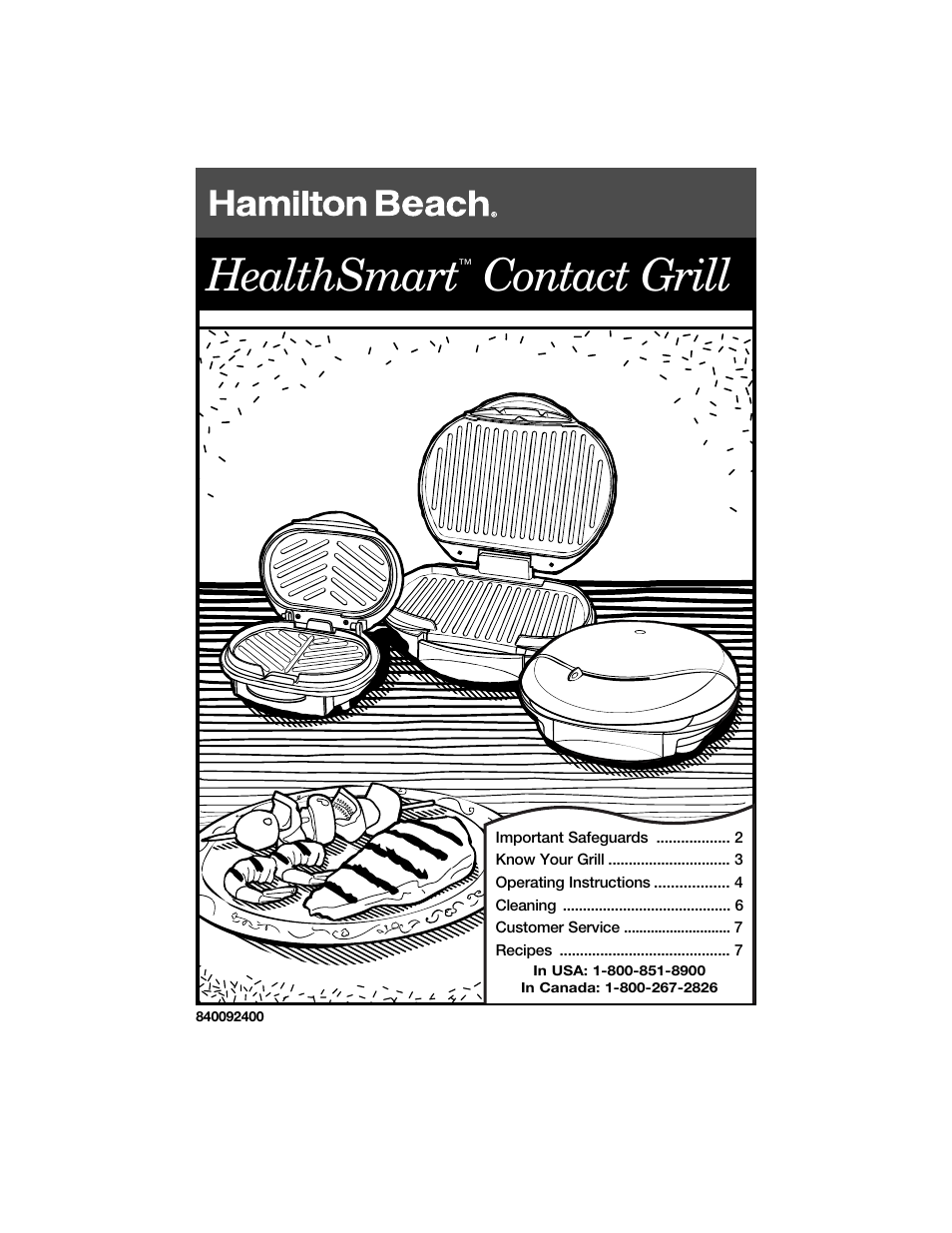 Hamilton Beach 840092400 User Manual | 14 pages