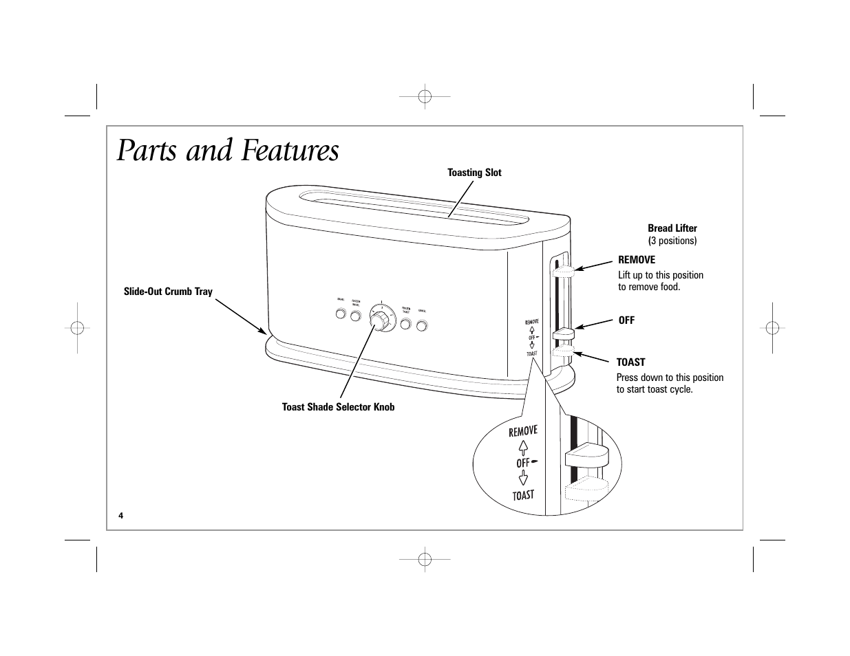 Parts and features | Hamilton Beach 22408 User Manual | Page 4 / 24