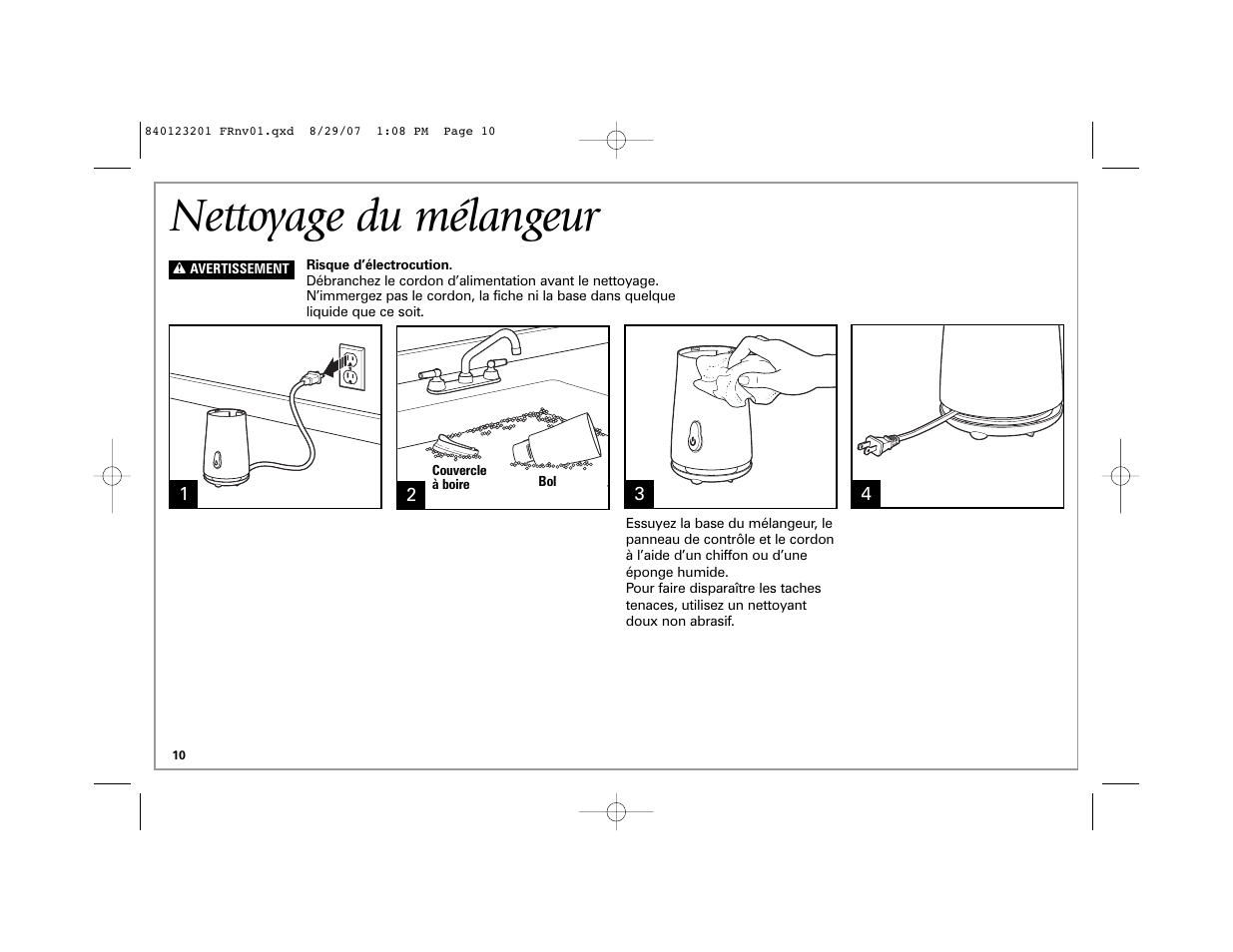 Nettoyage du mélangeur | Hamilton Beach Single-Serve Blender User Manual | Page 10 / 20