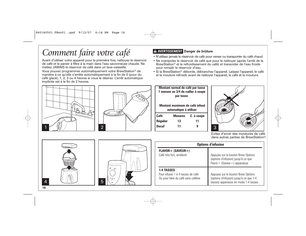 Comment faire votre café | Hamilton Beach BrewStation Deluxe 47451 User Manual | Page 16 / 36