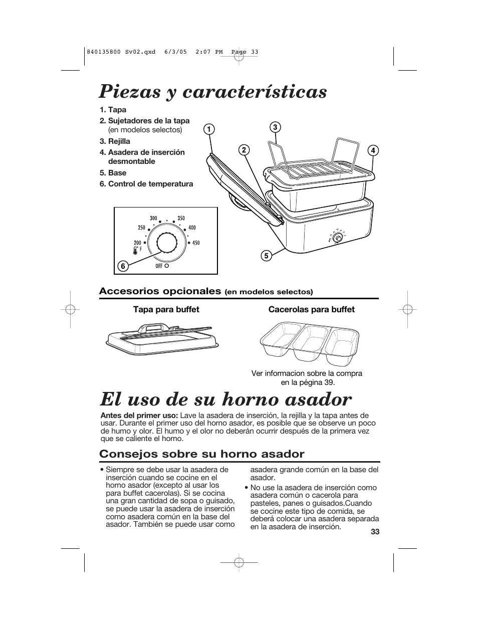 Piezas y características el uso de su horno asador, Consejos sobre su horno asador | Hamilton Beach 32184C User Manual | Page 33 / 48