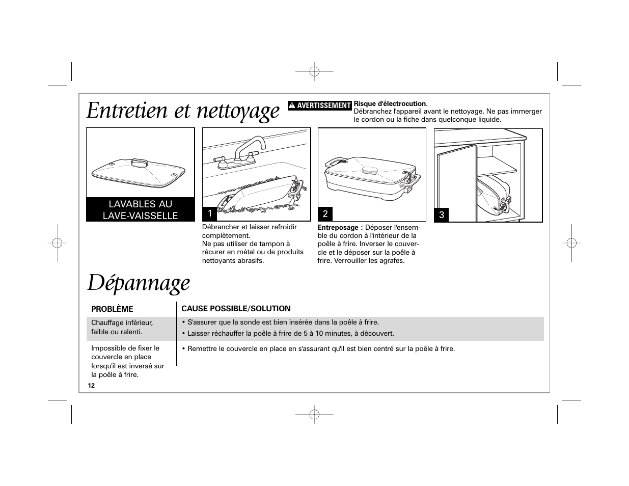 Entretien et nettoyage, Dépannage | Hamilton Beach 38540 User Manual | Page 12 / 20