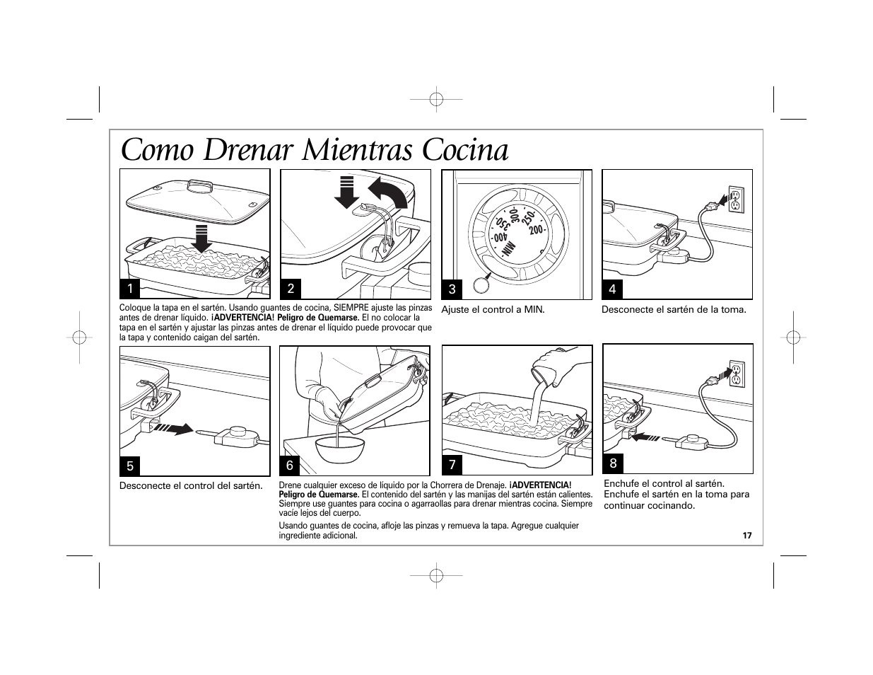 Como drenar mientras cocina | Hamilton Beach 38540 User Manual | Page 17 / 20