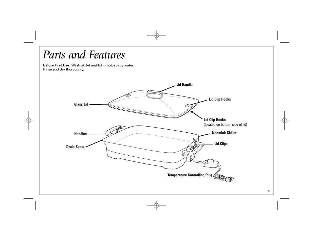 Parts and features | Hamilton Beach 38540 User Manual | Page 3 / 20