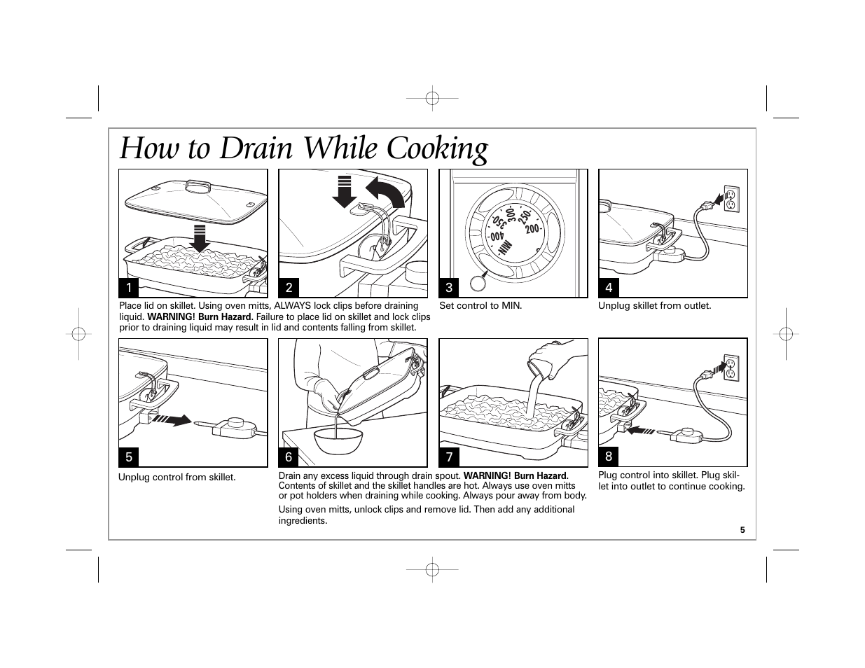 How to drain while cooking | Hamilton Beach 38540 User Manual | Page 5 / 20