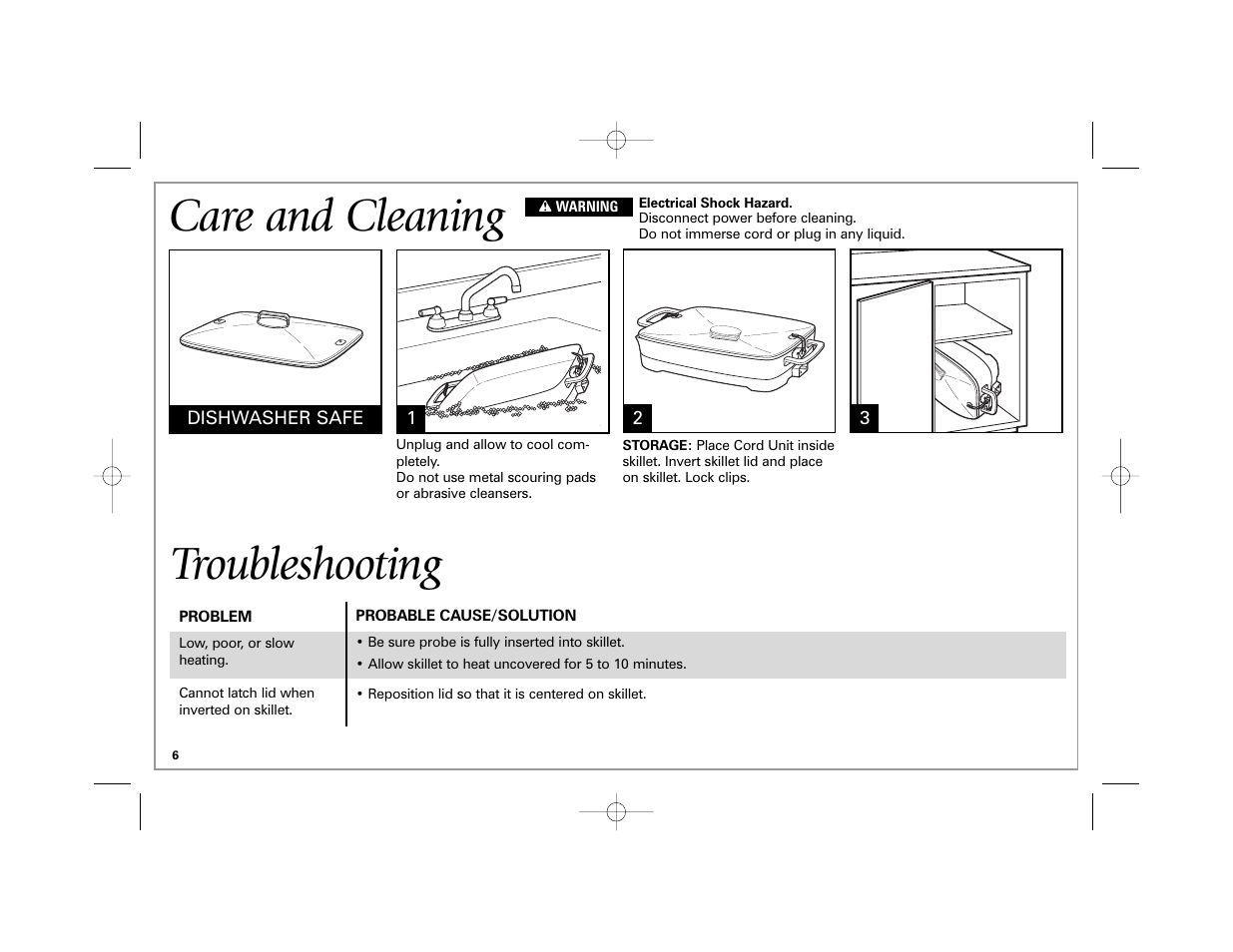 Care and cleaning, Troubleshooting | Hamilton Beach 38540 User Manual | Page 6 / 20