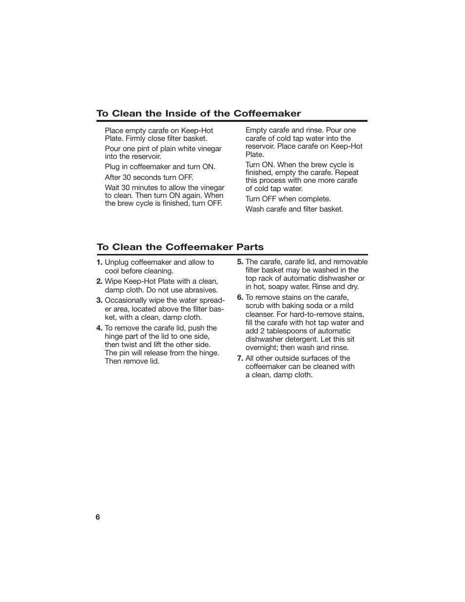 Cleaning | Hamilton Beach 840124800 User Manual | Page 6 / 9