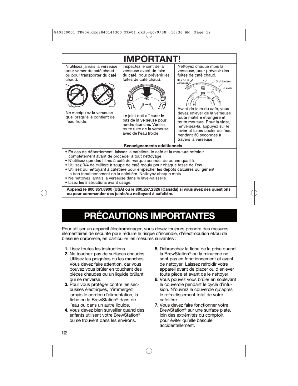 Précautions importantes | Hamilton Beach 47214 User Manual | Page 12 / 32