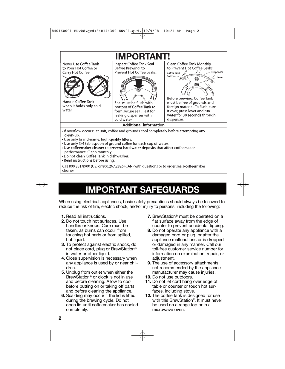 Important safeguards | Hamilton Beach 47214 User Manual | Page 2 / 32