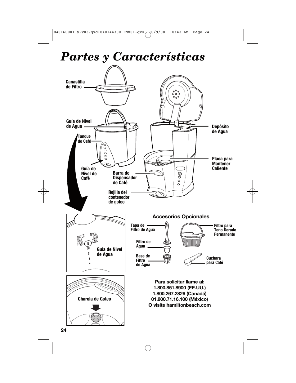 Partes y características | Hamilton Beach 47214 User Manual | Page 24 / 32