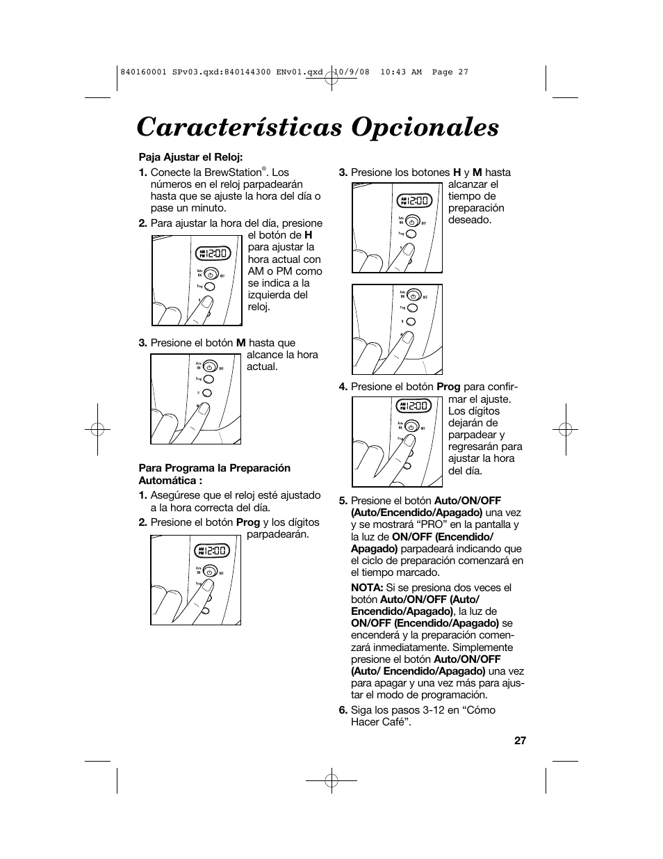 Características opcionales | Hamilton Beach 47214 User Manual | Page 27 / 32