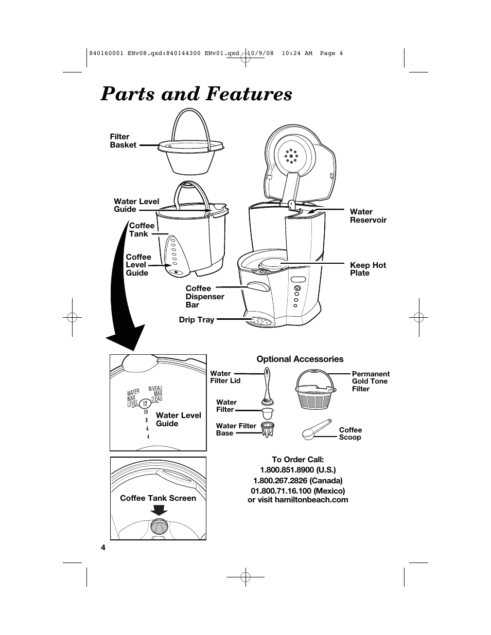 Parts and features | Hamilton Beach 47214 User Manual | Page 4 / 32