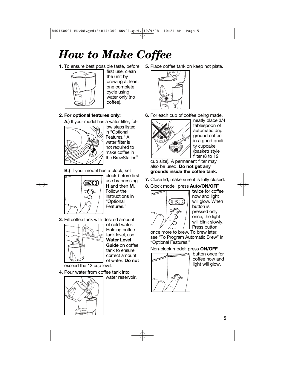 How to make coffee | Hamilton Beach 47214 User Manual | Page 5 / 32