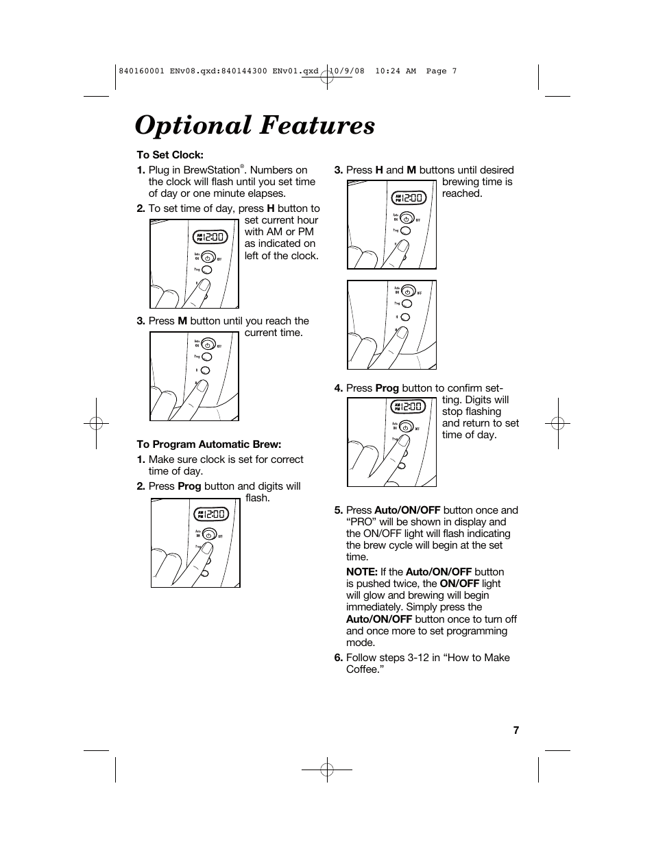 Optional features | Hamilton Beach 47214 User Manual | Page 7 / 32