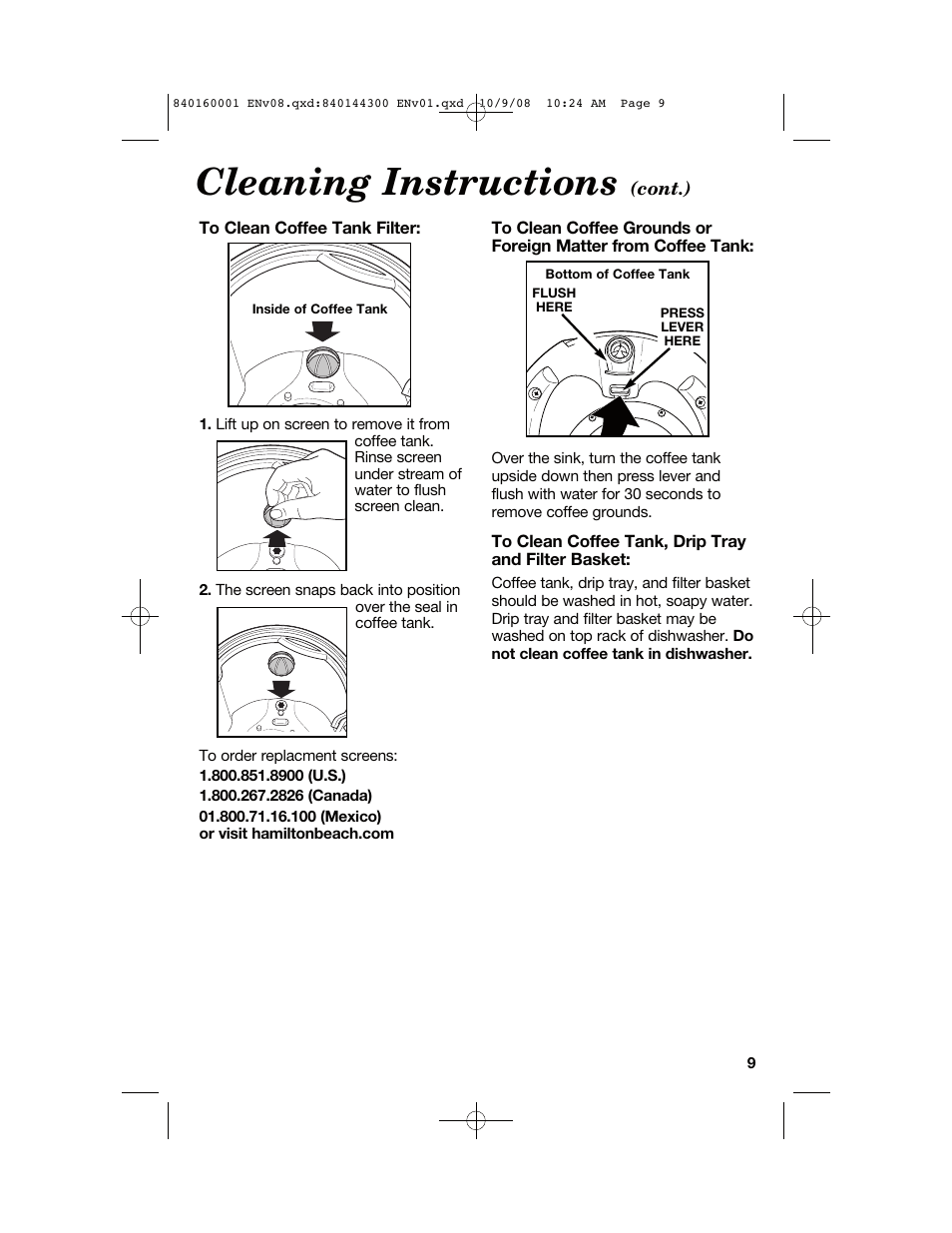 Cleaning instructions | Hamilton Beach 47214 User Manual | Page 9 / 32