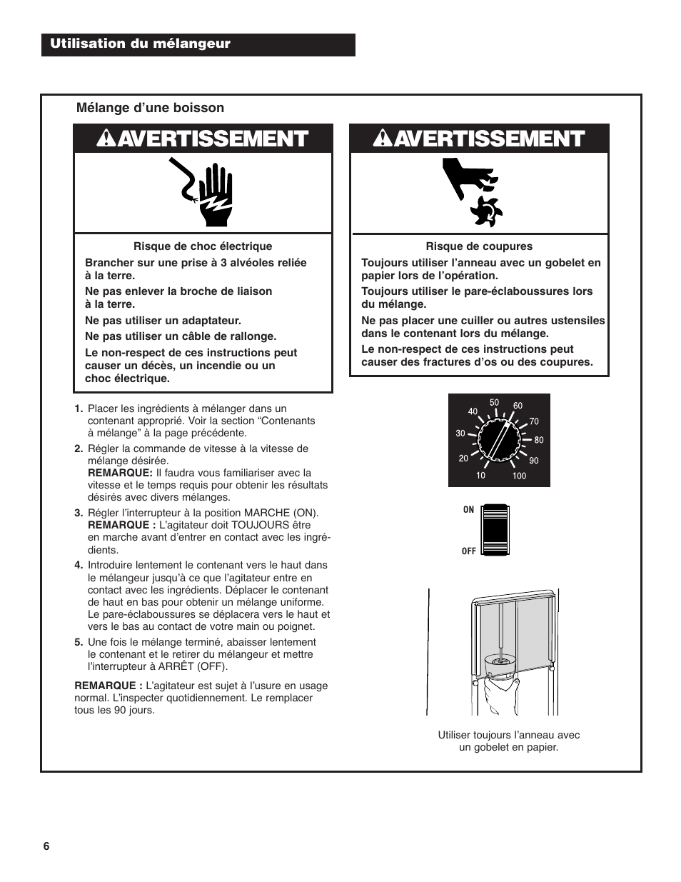 Wavertissement | Hamilton Beach 94950 User Manual | Page 12 / 24