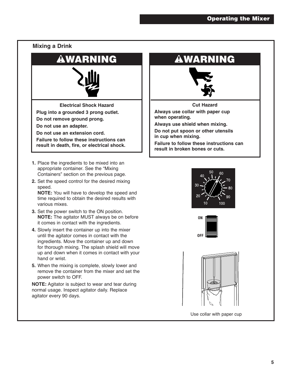 Wwarning | Hamilton Beach 94950 User Manual | Page 5 / 24