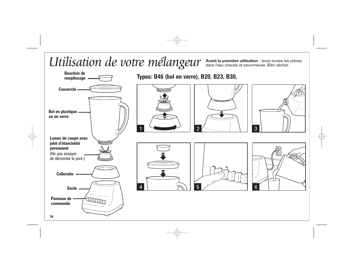 Utilisation de votre mélangeur | Hamilton Beach 840164501 User Manual | Page 16 / 36