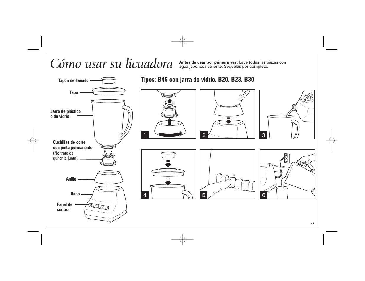 Cómo usar su licuadora | Hamilton Beach 840164501 User Manual | Page 27 / 36