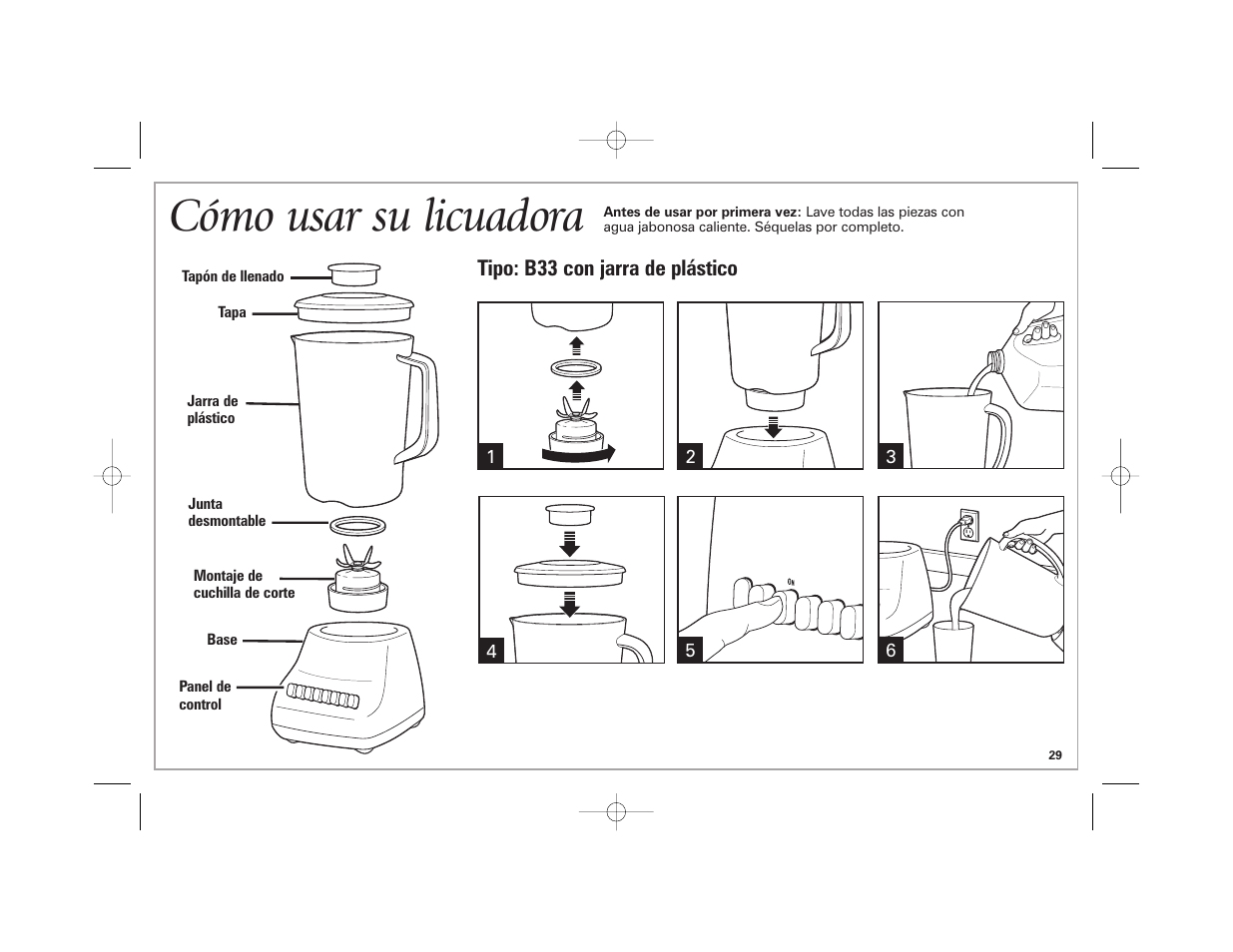 Cómo usar su licuadora | Hamilton Beach 840164501 User Manual | Page 29 / 36