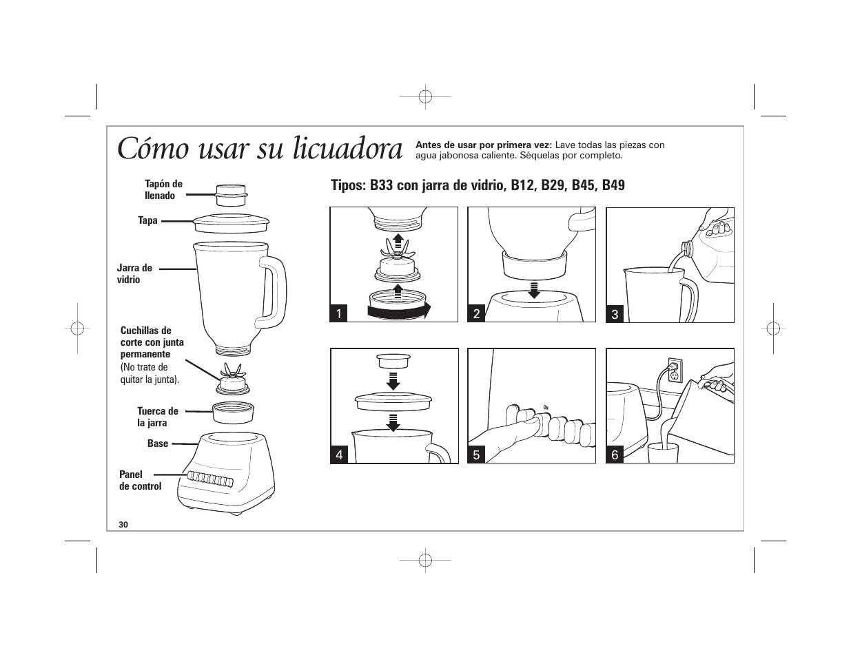 Cómo usar su licuadora | Hamilton Beach 840164501 User Manual | Page 30 / 36