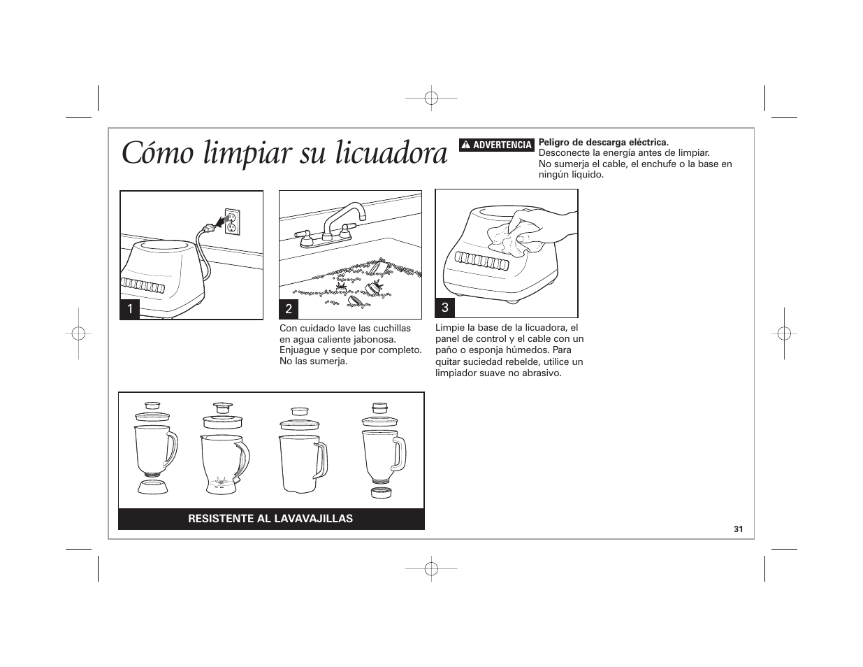 Cómo limpiar su licuadora | Hamilton Beach 840164501 User Manual | Page 31 / 36