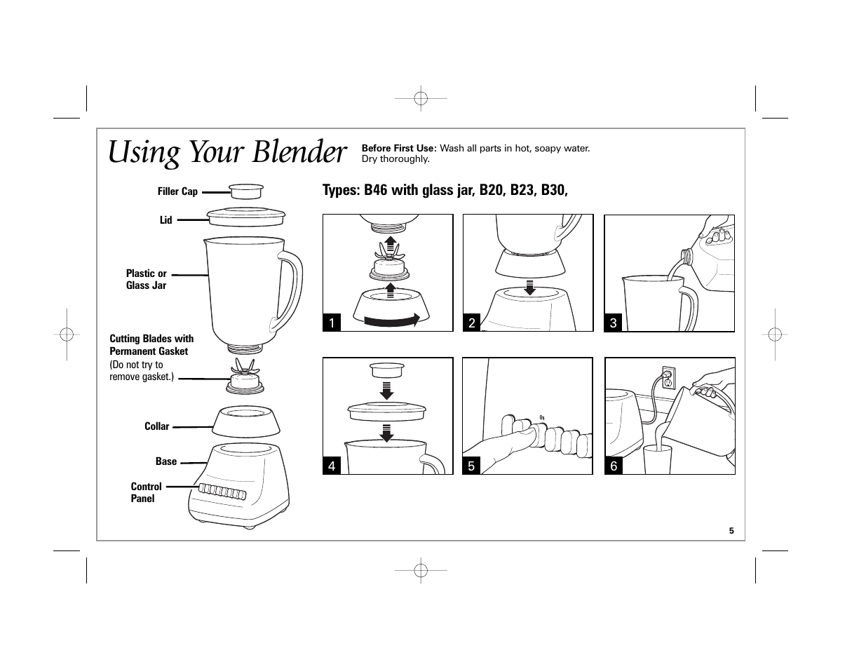 Using your blender | Hamilton Beach 840164501 User Manual | Page 5 / 36