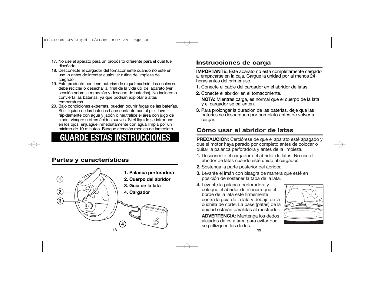 Guarde estas instrucciones | Hamilton Beach Walk-n-Cut 76500 User Manual | Page 12 / 15