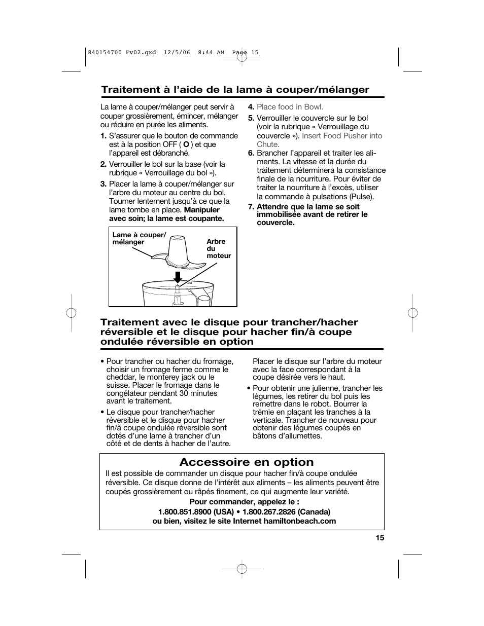 Accessoire en option | Hamilton Beach 70610C User Manual | Page 15 / 32