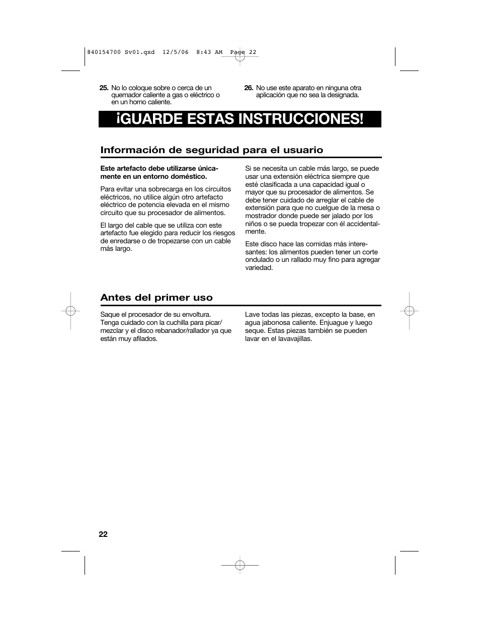Guarde estas instrucciones | Hamilton Beach 70610C User Manual | Page 22 / 32