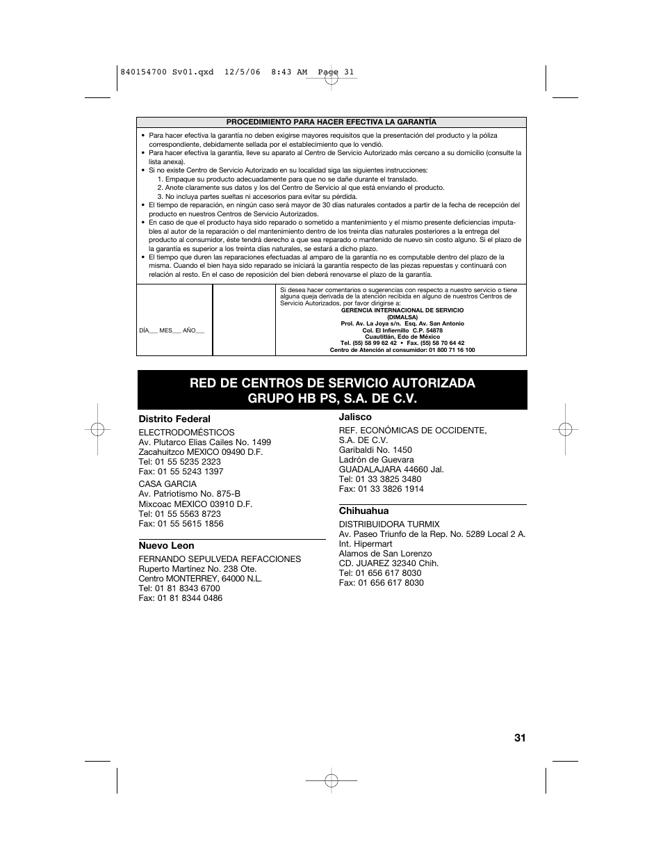 Hamilton Beach 70610C User Manual | Page 31 / 32