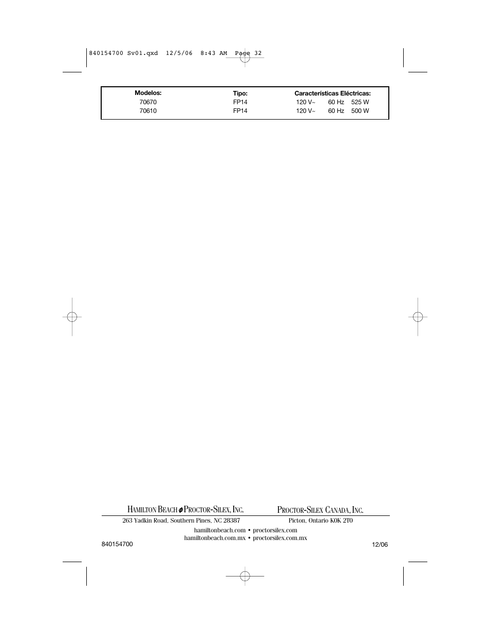 Hamilton Beach 70610C User Manual | Page 32 / 32