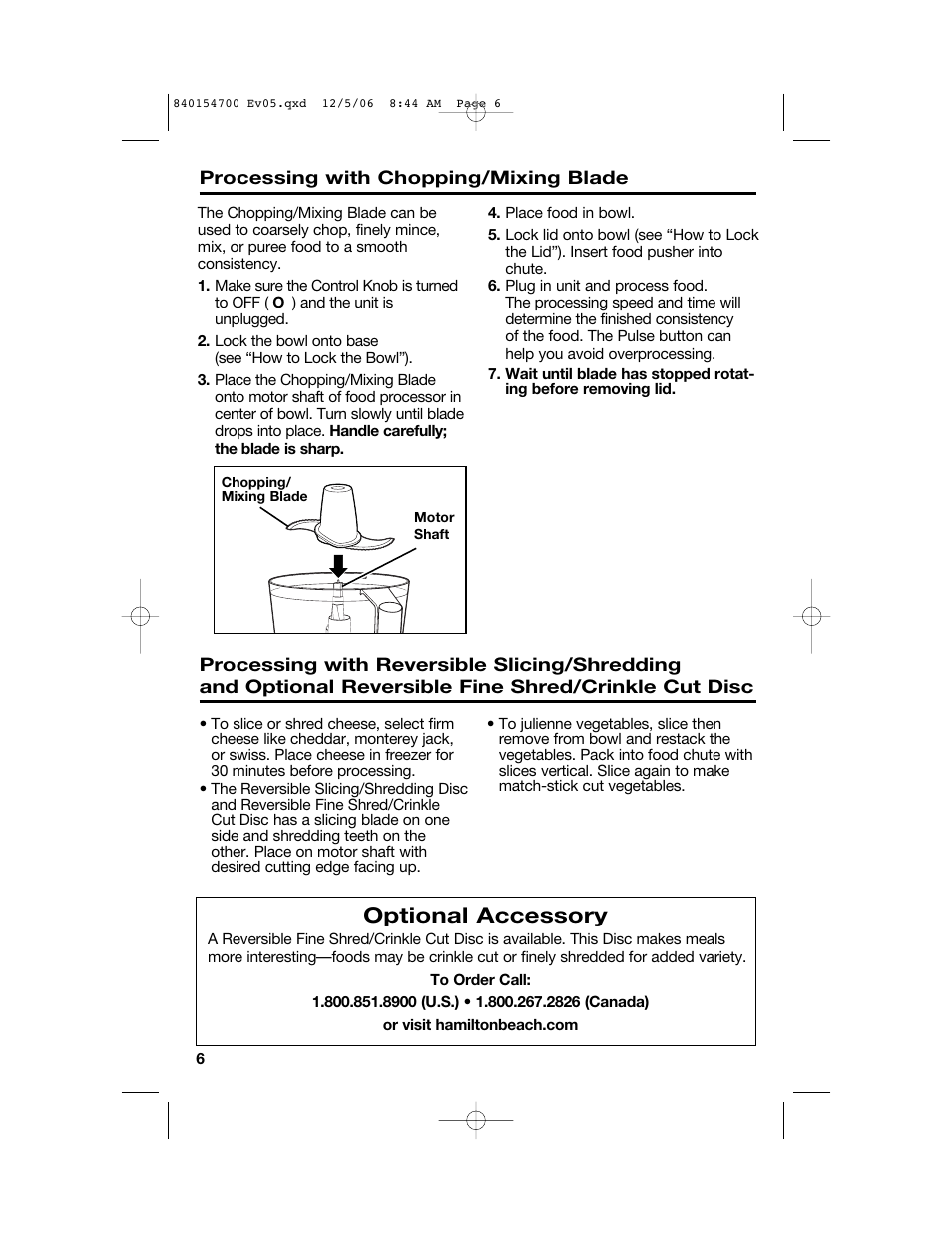 Optional accessory | Hamilton Beach 70610C User Manual | Page 6 / 32