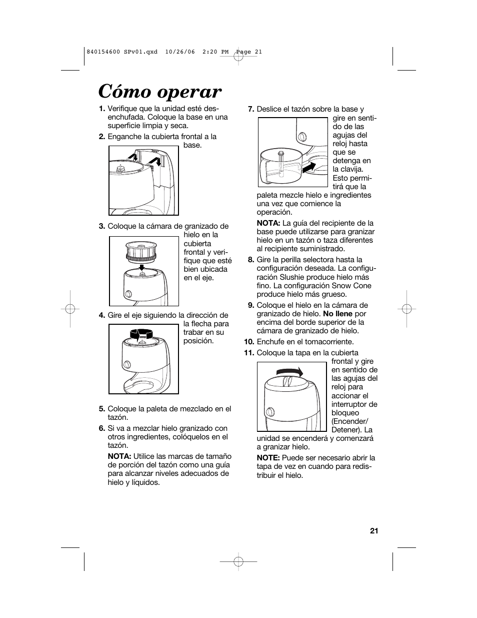 Cómo operar | Hamilton Beach 840154600 User Manual | Page 21 / 28