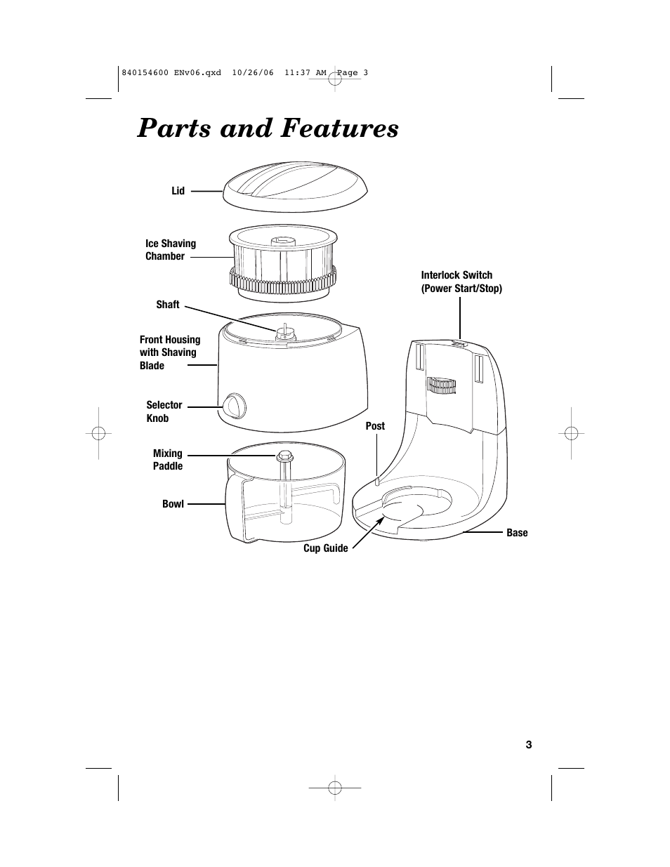 Parts and features | Hamilton Beach 840154600 User Manual | Page 3 / 28