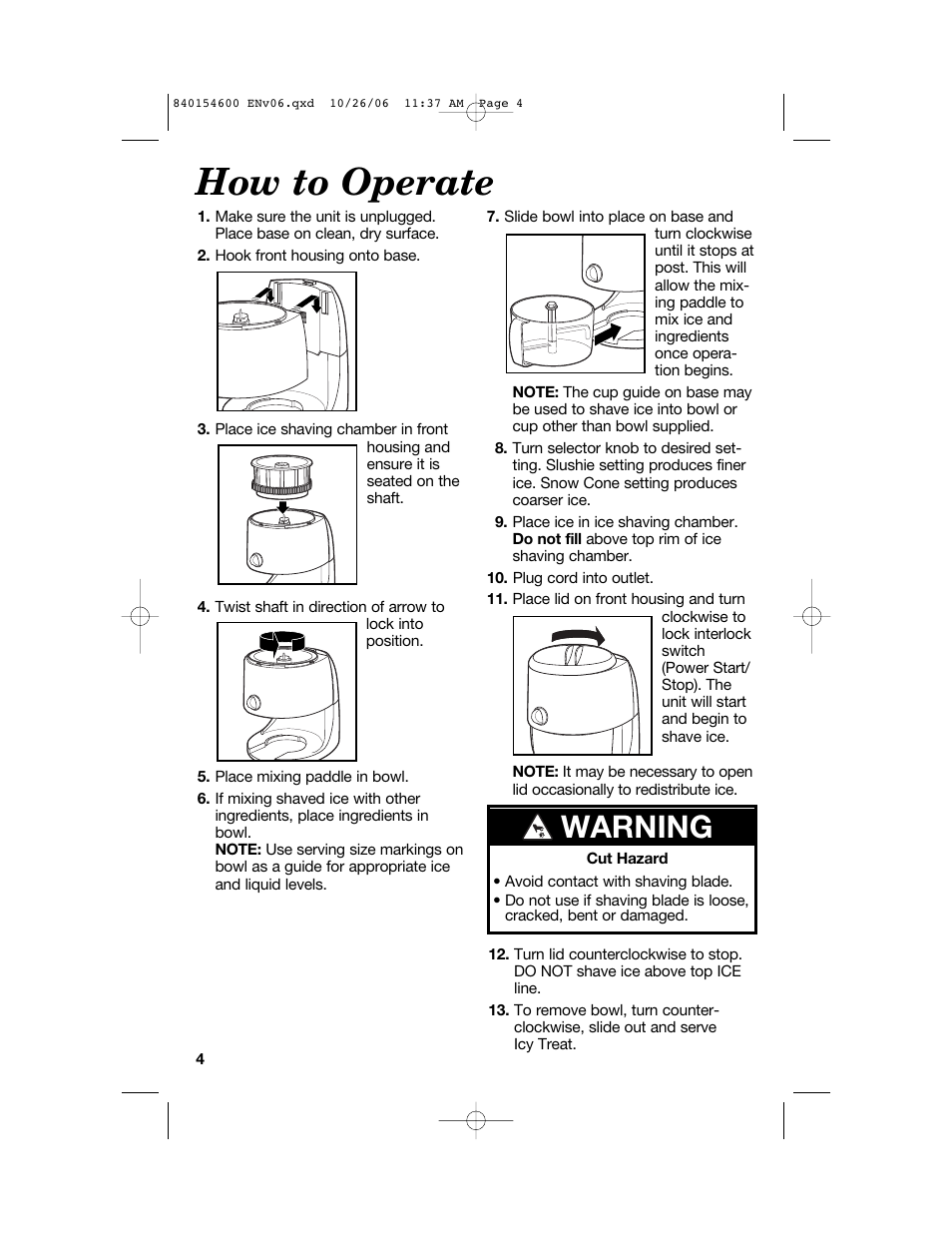 How to operate, Warning | Hamilton Beach 840154600 User Manual | Page 4 / 28