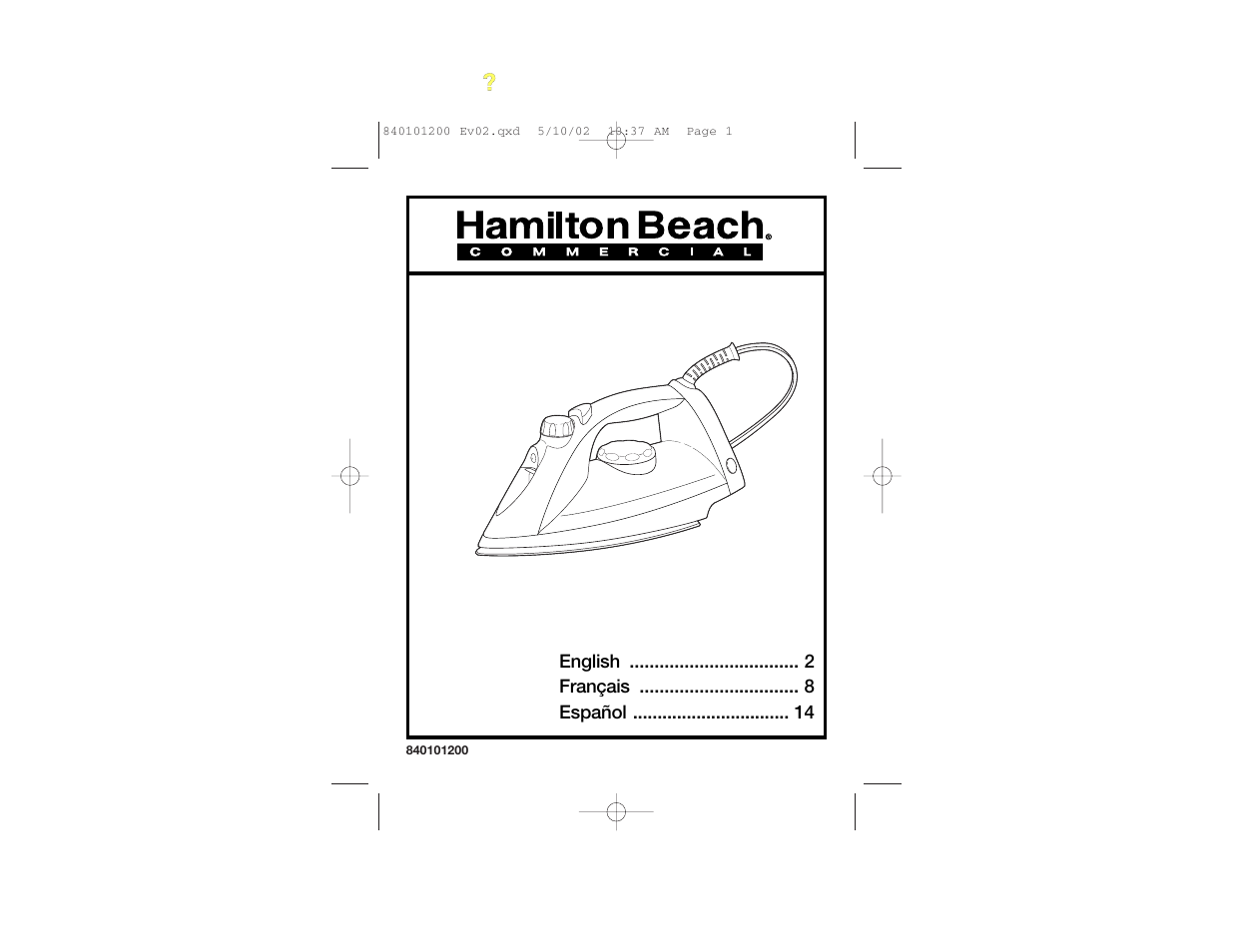 Hamilton Beach 840101200 User Manual | 11 pages